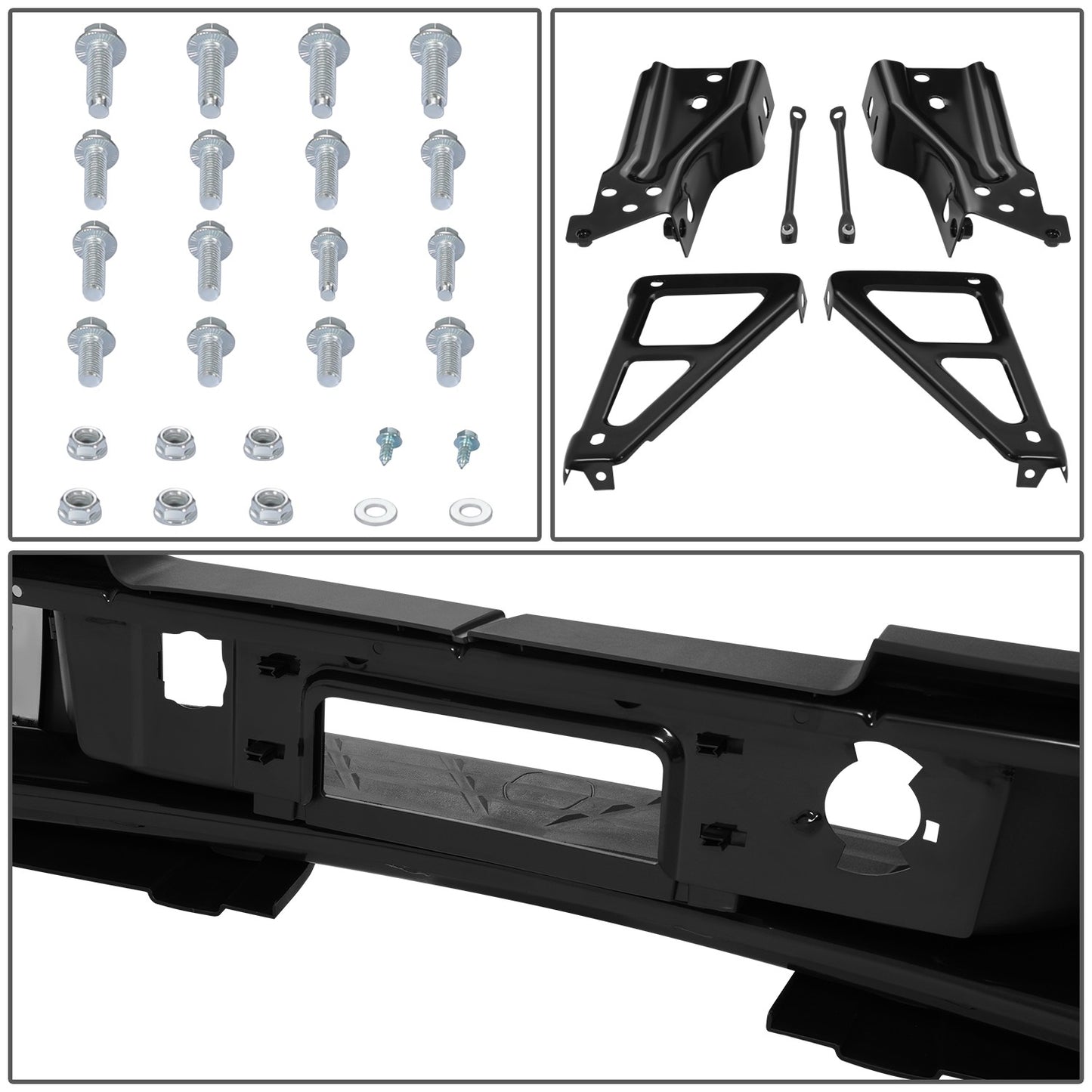 DEFENSA TRASERA 07-10 CHEVROLET SILVERADO 2500 HD / 07-10 CHEVROLET SILVERADO 3500 HD / 07-10 GMC SIERRA 2500 HD / 07-10 GMC SIERRA 3500 HD - WITHOUT REAR PARKING SENSOR HOLES - FITS MODELS WITH SINGLE REAR WHEELS - CHROME
