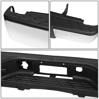 DEFENSA TRASERA 07-13 CHEVY SILVERADO 1500 GMC SIERRA 1500 - W/O PARKING SENSOR HOLES - W/ LICENSE PLATE LIGHTS - CHROME/STEEL