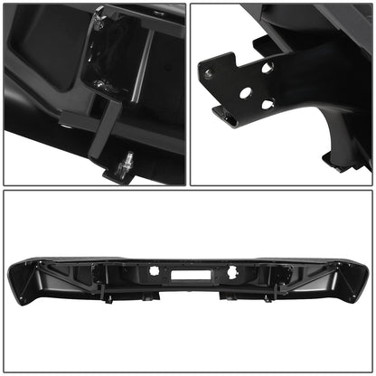 DEFENSA TRASERA 07-13 CHEVY SILVERADO 1500 GMC SIERRA 1500 - W/O PARKING SENSOR HOLES - BLACK/STEEL