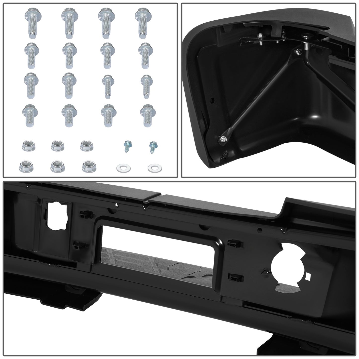 DEFENSA TRASERA 11-14 CHEVROLET SILVERADO 2500 HD / 11-14 CHEVROLET SILVERADO 3500 HD / 11-14 GMC SIERRA 2500 HD / 11-14 GMC SIERRA 3500 HD - WITHOUT REAR PARKING SENSOR HOLES - FITS MODELS WITH SINGLE REAR WHEELS - BLACK