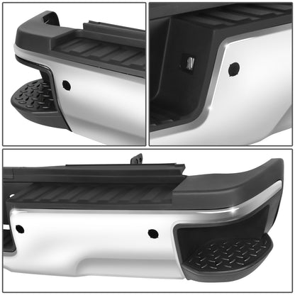 DEFENSA TRASERA 15-19 SILVERADO SIERRA 2500 3500?CHROME WITH SENSOR HOLE?WITHOUT HITCH DRAW BAR?