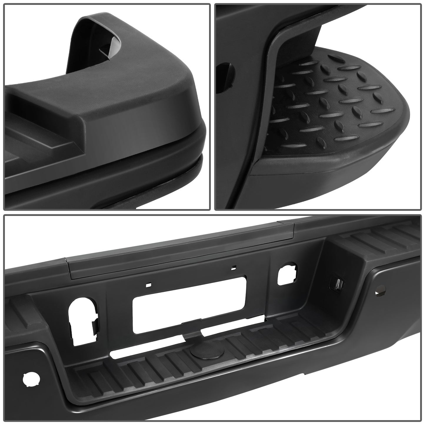 DEFENSA TRASERA 15-19 SILVERADO SIERRA 2500 3500?BLACK WITH SENSOR HOLE?WITH HITCH DRAW BAR?