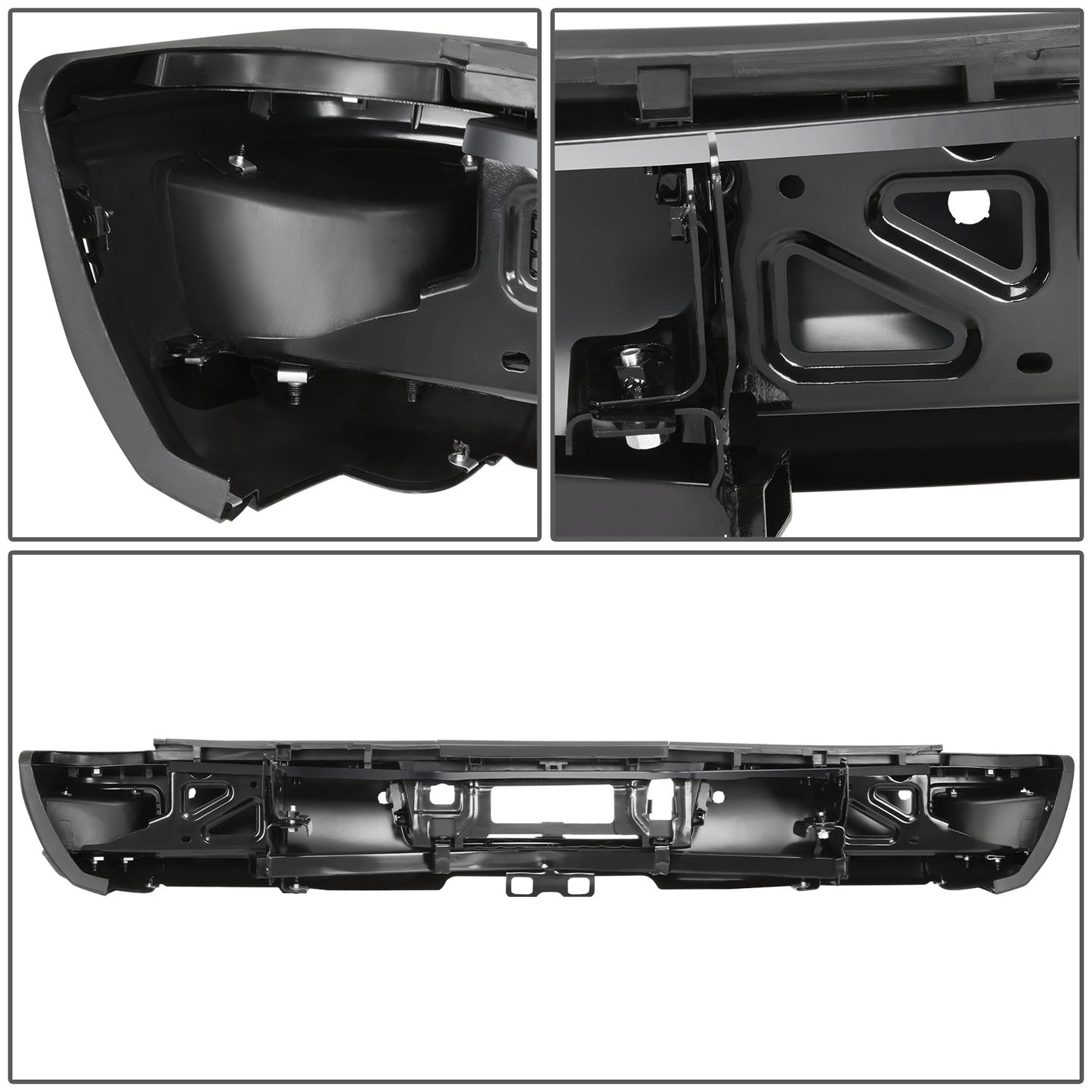 DEFENSA TRASERA 15-19 SILVERADO SIERRA 2500 3500?BLACK WITH SENSOR HOLE?WITH HITCH DRAW BAR?