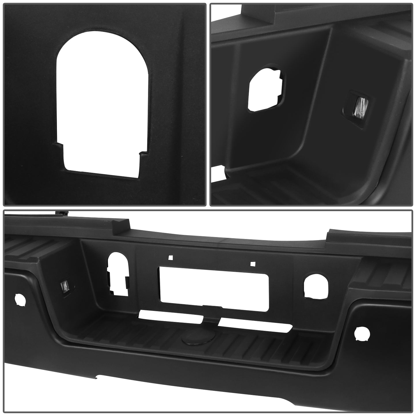 DEFENSA TRASERA 15-19 SILVERADO SIERRA 2500 3500?BLACK WITH SENSOR HOLE?WITHOUT HITCH DRAW BAR?