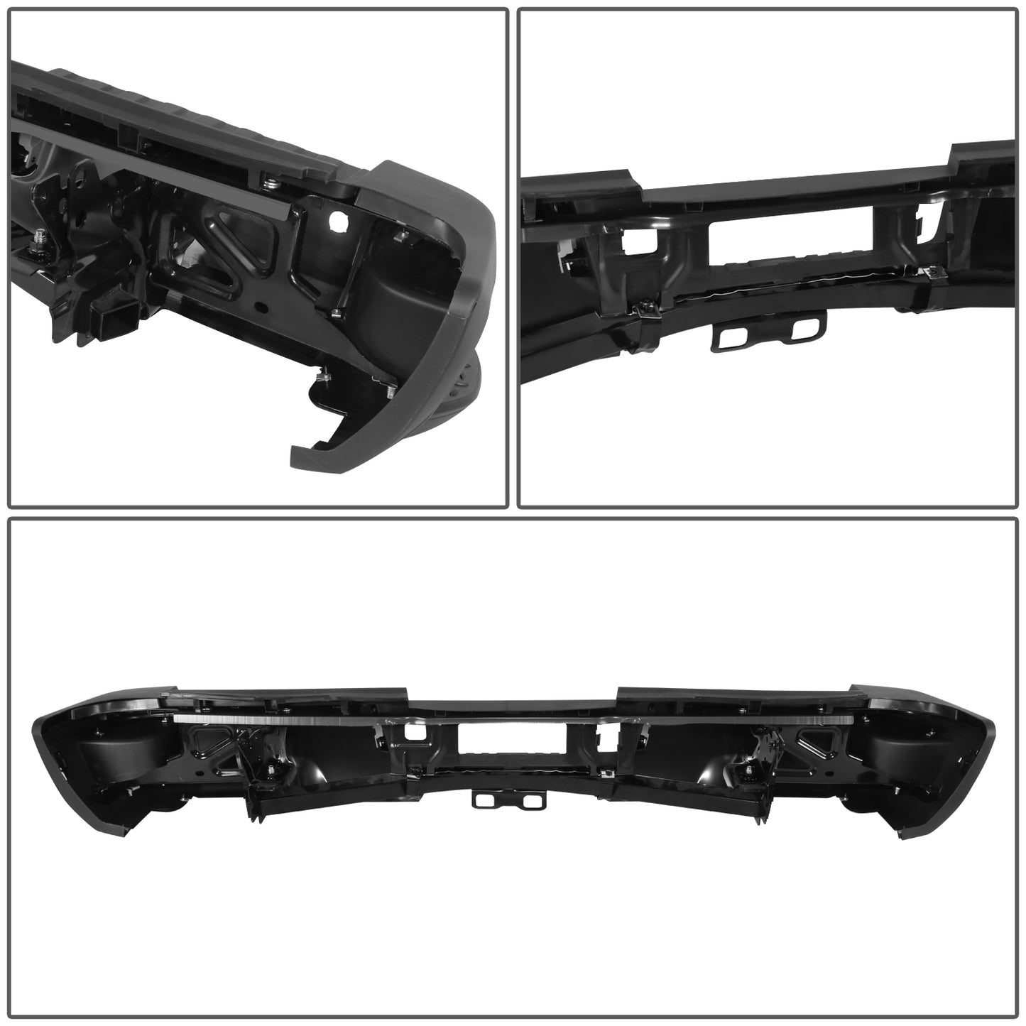 DEFENSA TRASERA 15-19 SILVERADO SIERRA 2500 3500?BLACK WITH SENSOR HOLE?WITH HITCH DRAW BAR?