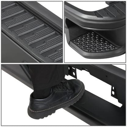 DEFENSA TRASERA 19-23 CHEVY SILVERADO 1500 GMC SIERRA 1500 ALSO FITS CHEVY SILVERADO 1500 LTD 22 AND GMC SIERRA 1500 LIMITED 22 - CORNER STEP MODEL W/O PARKING SENSOR HOLES - W/O EXHUAST CUTOUTS - BLACK/STEEL