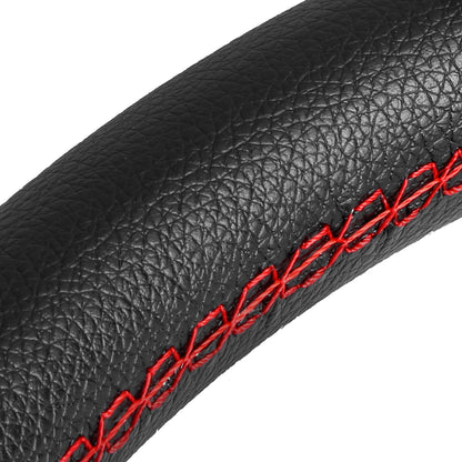 VOLANTE STEERING WHEEL - 3" DEEP DISH - 350MM - PVC LEATHER - 6 BOLT - BLACK W/ RED STITCHING - BLUE SPOKE