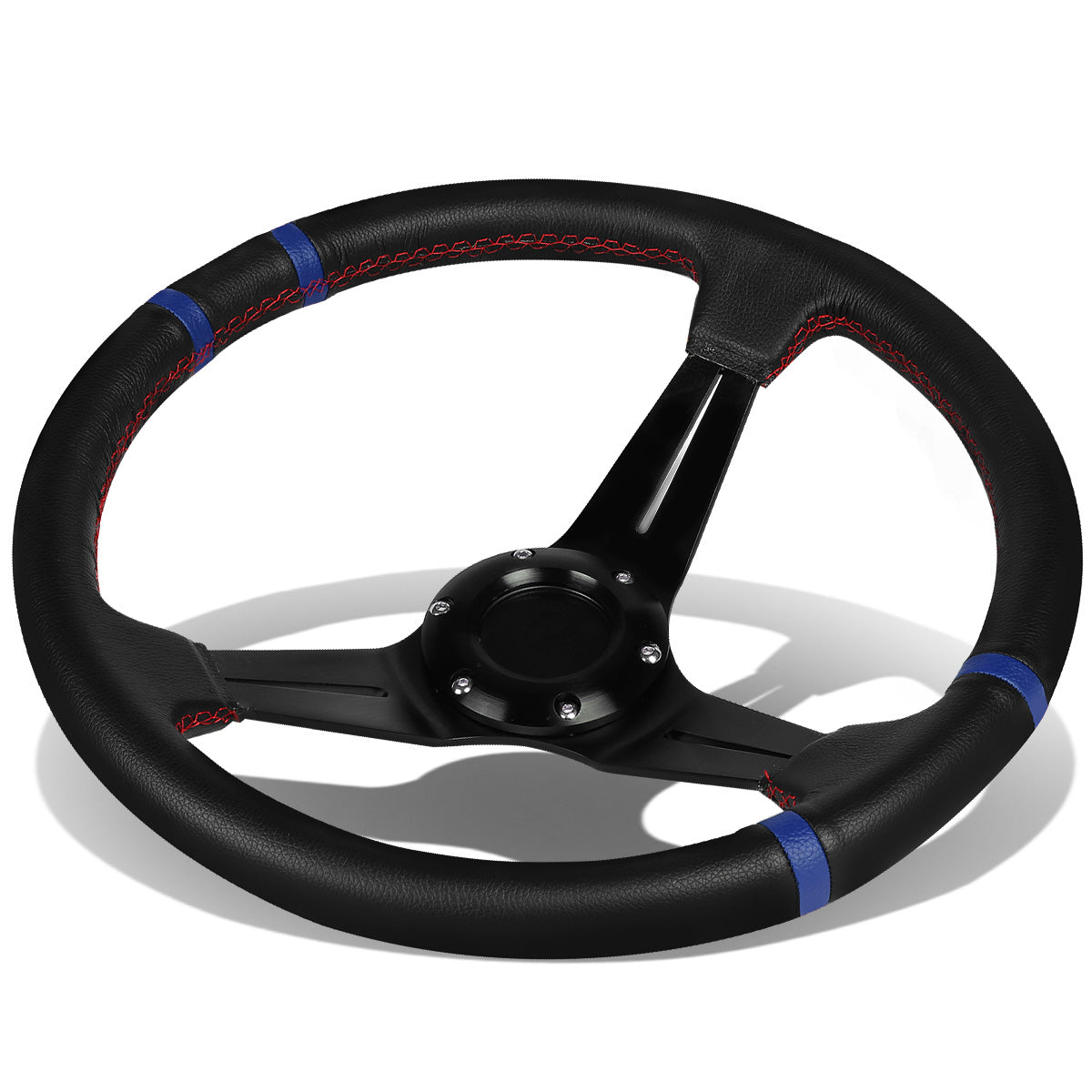 VOLANTE STEERING WHEEL - 350MM - BLUE STRIPE - PVC LEATHER - 6-BOLT