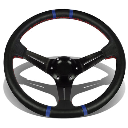 VOLANTE STEERING WHEEL - 350MM - BLUE STRIPE - PVC LEATHER - 6-BOLT