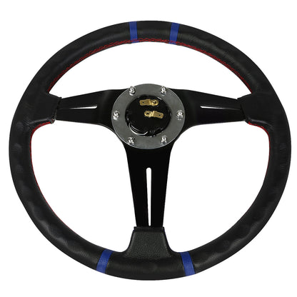 VOLANTE STEERING WHEEL - 350MM - BLUE STRIPE - PVC LEATHER - 6-BOLT