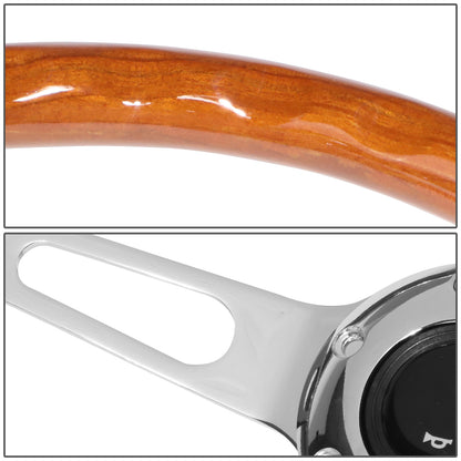 VOLANTE STEERING WHEEL - 2"DEEP DISH - 3-SPOKE WITH OVAL CUTOUT STYLE - 14" WOOD GRAIN - VINTAGE - VEHICLES WITH AFTERMARKET 6-BOLT X 70MM PATTERN STEERING WHEEL HUBS