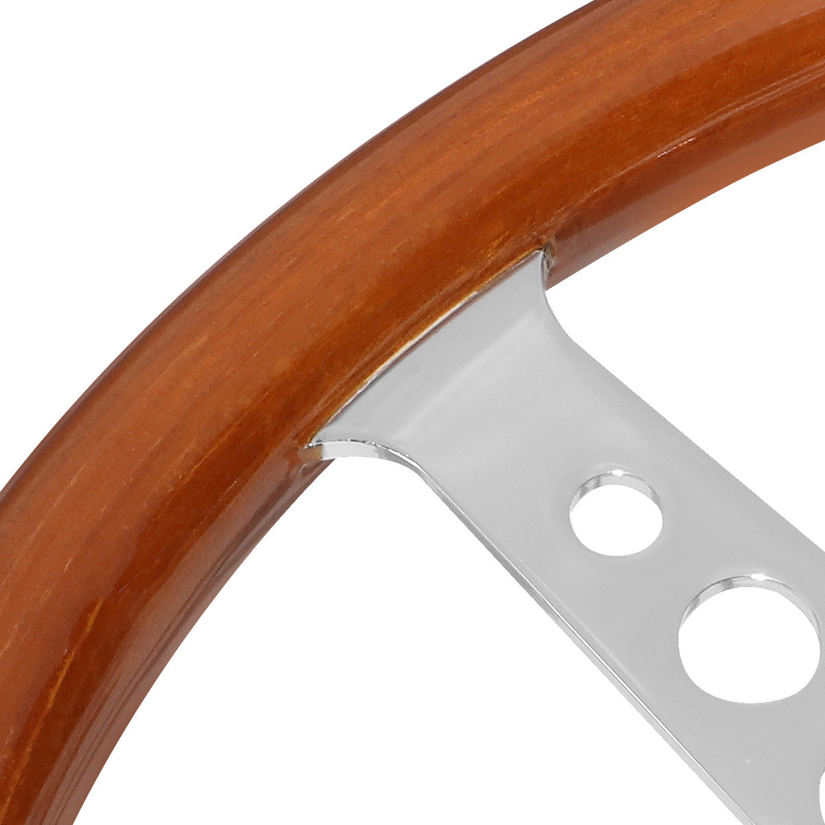 VOLANTE STEERING WHEEL - 2"DEEP DISH - 3-SPOKE WITH HOLE CUTOUTS STYLE - 14" WOOD GRAIN - VINTAGE - VEHICLES WITH AFTERMARKET 6-BOLT X 70MM PATTERN STEERING WHEEL HUBS