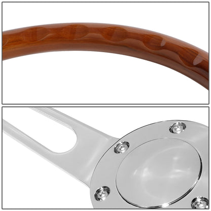 VOLANTE STEERING WHEEL - 2"DEEP DISH - 3-SPOKE WITH OVAL CUTOUT STYLE - 15" DARK WOOD GRAIN - VINTAGE STYLE - VEHICLES WITH AFTERMARKET 6-BOLT X 70MM PATTERN STEERING WHEEL HUBS