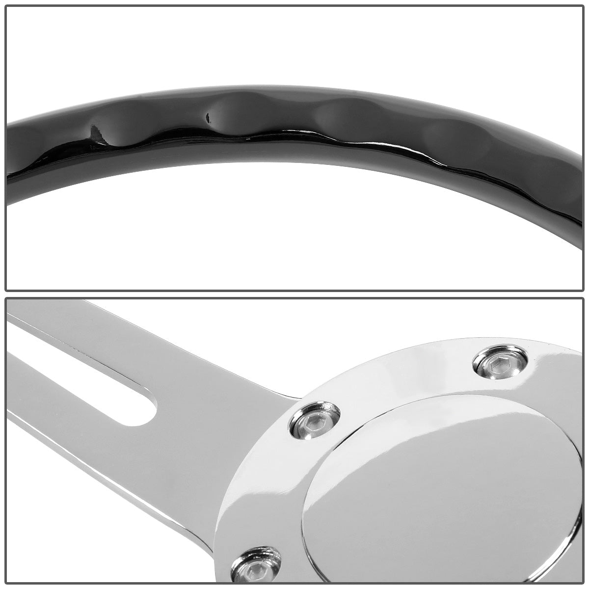 VOLANTE STEERING WHEEL - 2"DEEP DISH - 3-SPOKE WITH NEEDLE CUTOUT STYLE - 15" BLACK WOOD GRAIN - VINTAGE STYLE - VEHICLES WITH AFTERMARKET 6-BOLT X 70MM PATTERN STEERING WHEEL HUBS