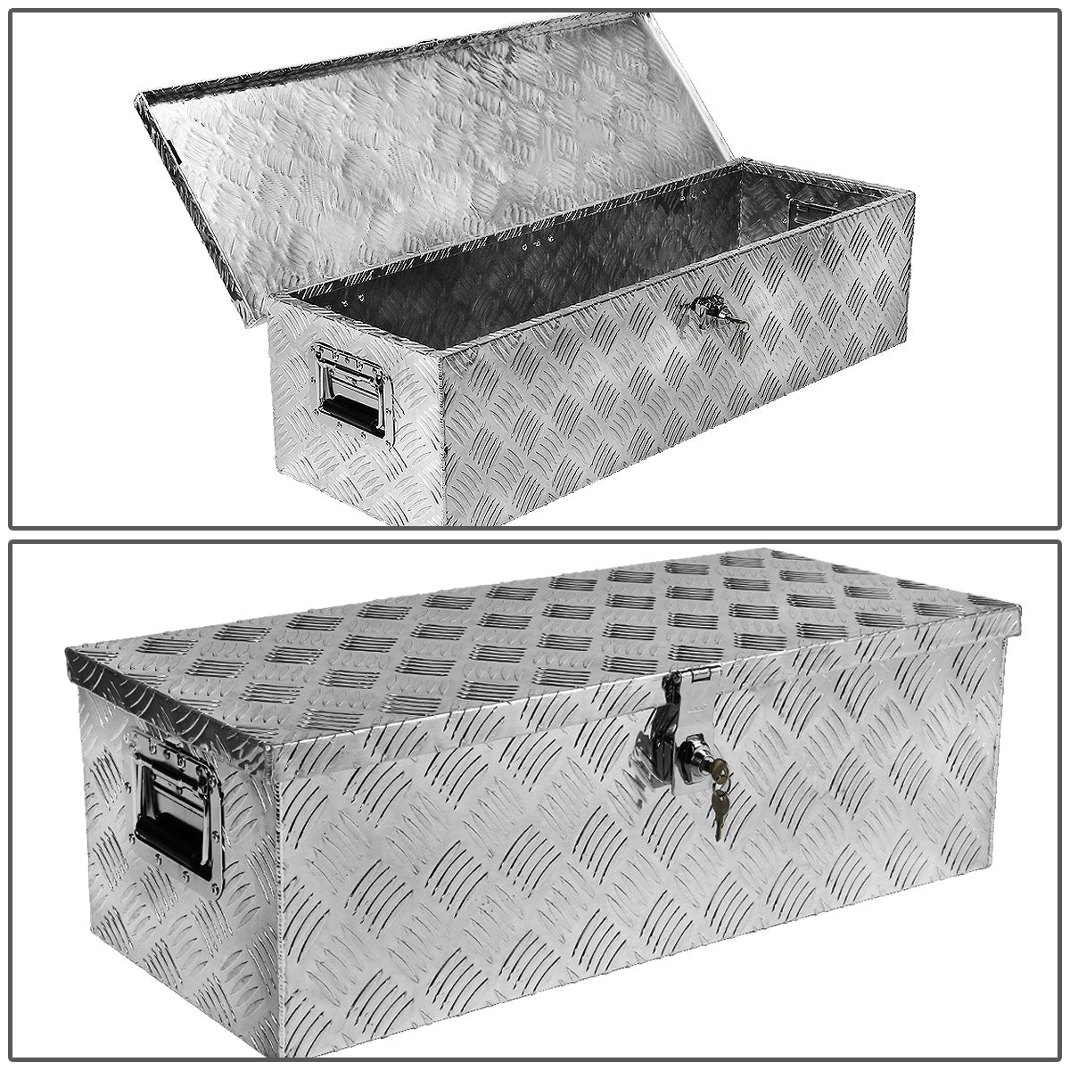 CAJA DE HERRAMIENTAS UNIVERSAL - TRUCK / TRAILER - W/ LOCK & KEY - ALUMINUM - 30" X 13" X 10" - SILVER