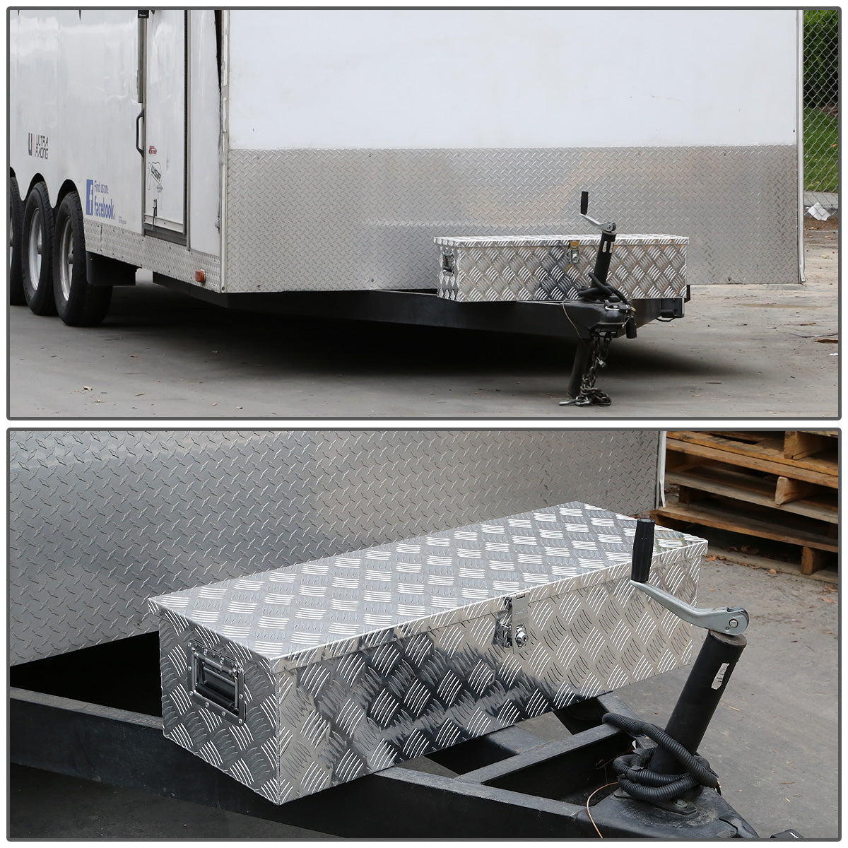 CAJA DE HERRAMIENTAS UNIVERSAL - TRUCK / TRAILER - W/ LOCK & KEY - ALUMINUM - 39" X 13" X 10" - SILVER