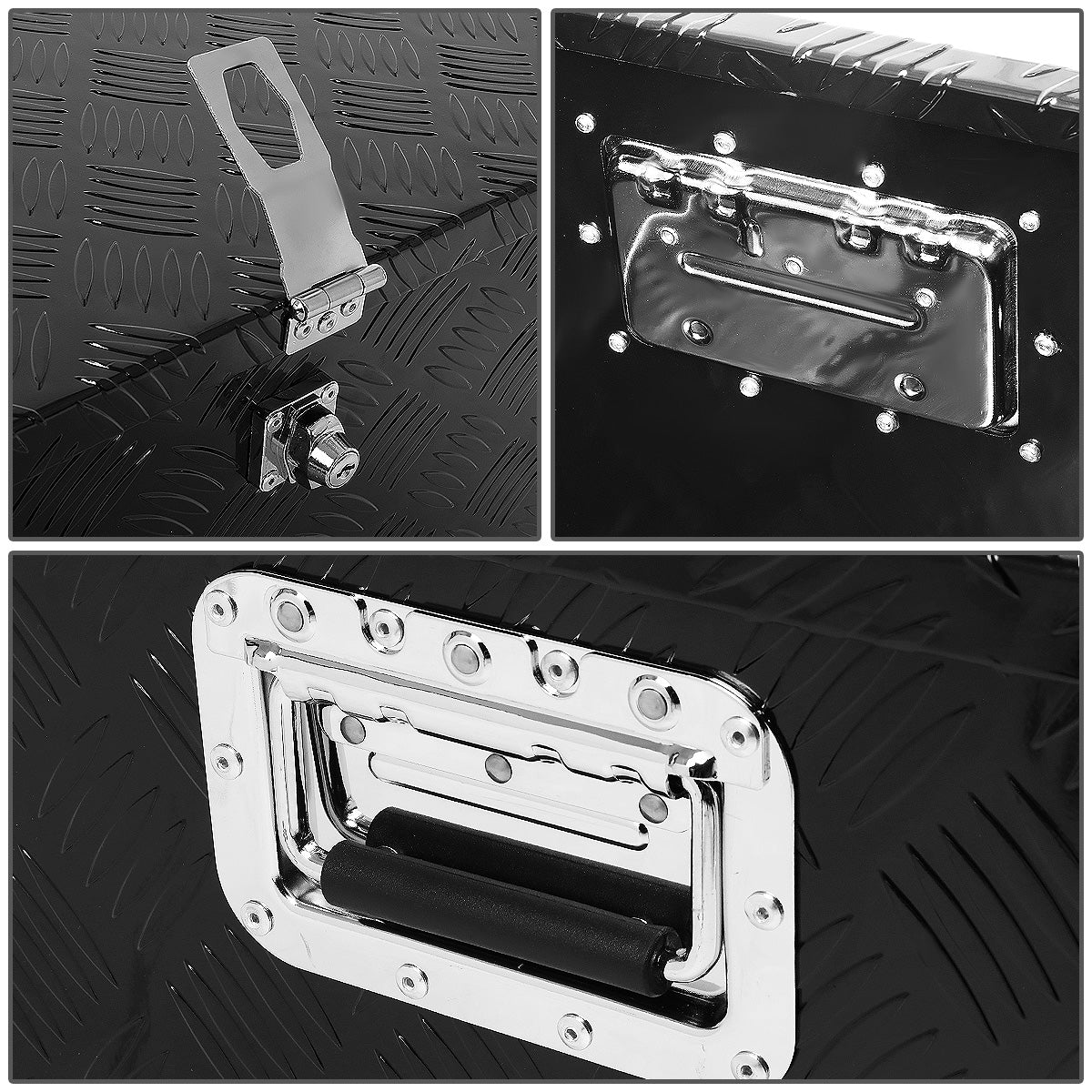 CAJA DE HERRAMIENTAS UNIVERSAL - TRUCK / TRAILER - W/ LOCK & KEY - ALUMINUM - 39" X 13" X 10" - BLACK