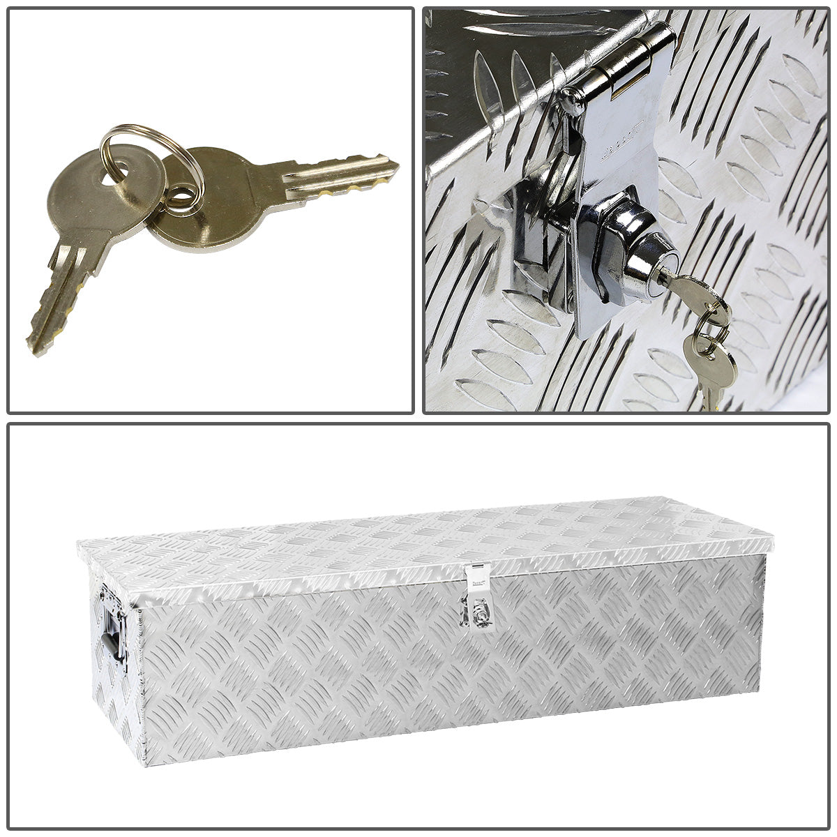 CAJA DE HERRAMIENTAS UNIVERSAL - TRUCK / TRAILER - W/ LOCK & KEY - ALUMINUM - 50" X 13" X 10" - SILVER