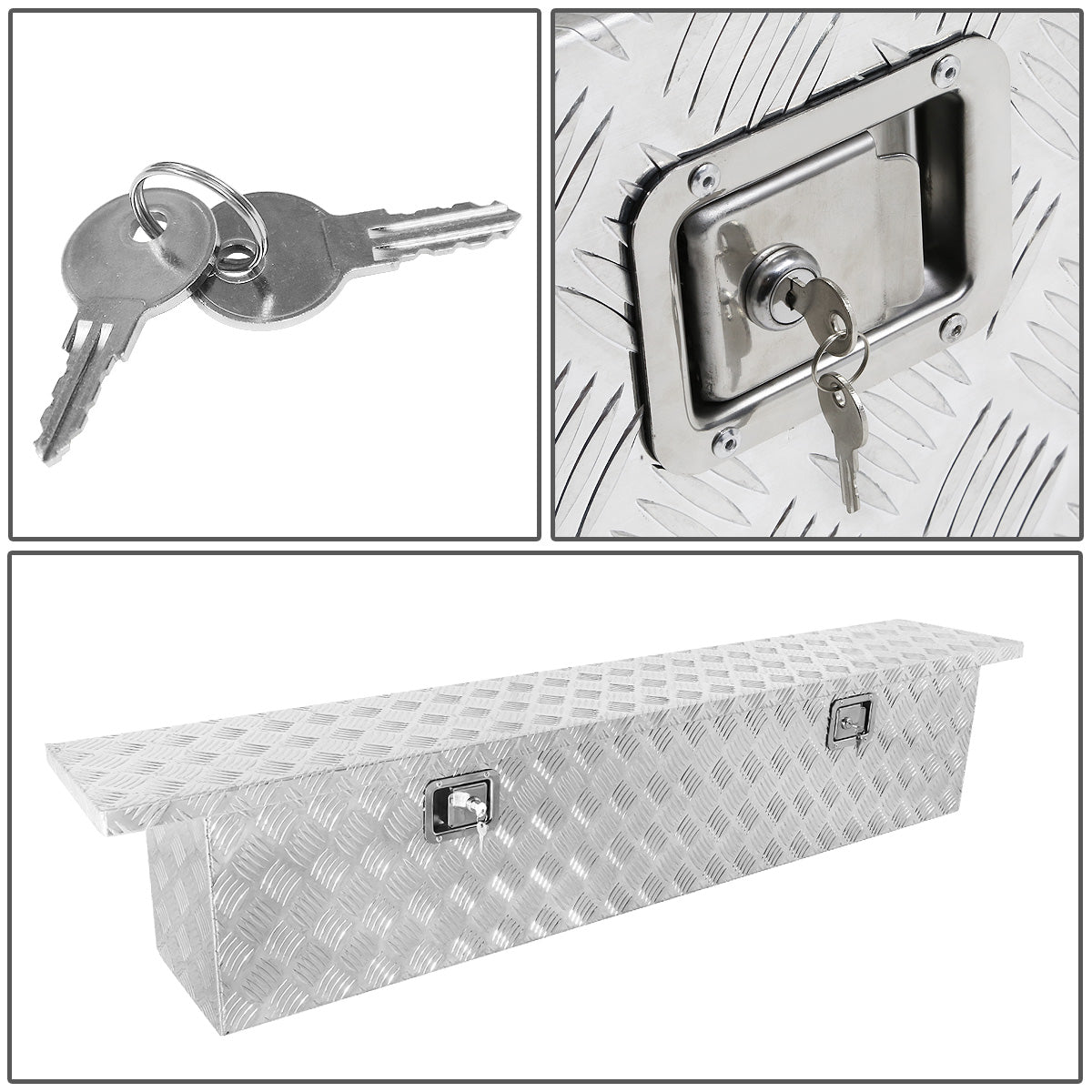 CAJA DE HERRAMIENTAS TRUCK CROSSOVER - W/ LOCK & KEY - ALUMINUM - 69" X 12" X 15.5" - SILVER