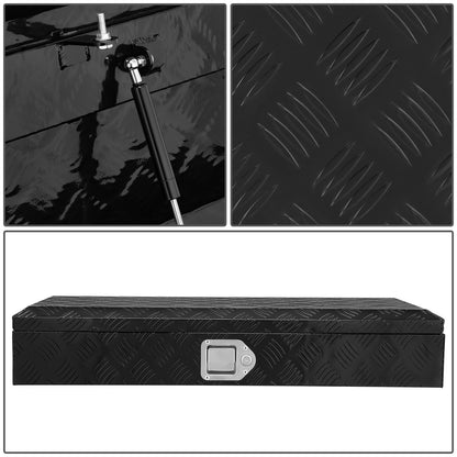 CAJA DE HERRAMIENTAS UNIVERSAL - TRUCK / TRAILER - W/ LOCK & KEY - ALUMINUM - 34" X 6.2" X 12.8" - 5 BAR DIAMOND TREAD PLATE PATTERN - BLACK