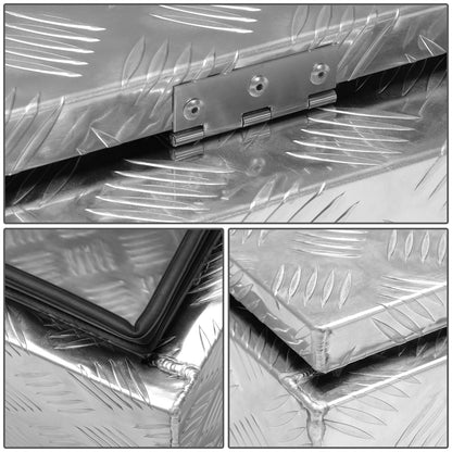CAJA DE HERRAMIENTAS UNIVERSAL - TRUCK / TRAILER - W/ LOCK & KEY - ALUMINUM - 47" X 18" X 18" - 5 BAR DIAMOND TREAD PLATE PATTERN - SILVER