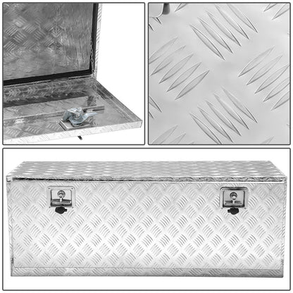 CAJA DE HERRAMIENTAS UNIVERSAL - TRUCK / TRAILER - W/ LOCK & KEY - ALUMINUM - 47" X 18" X 18" - 5 BAR DIAMOND TREAD PLATE PATTERN - SILVER