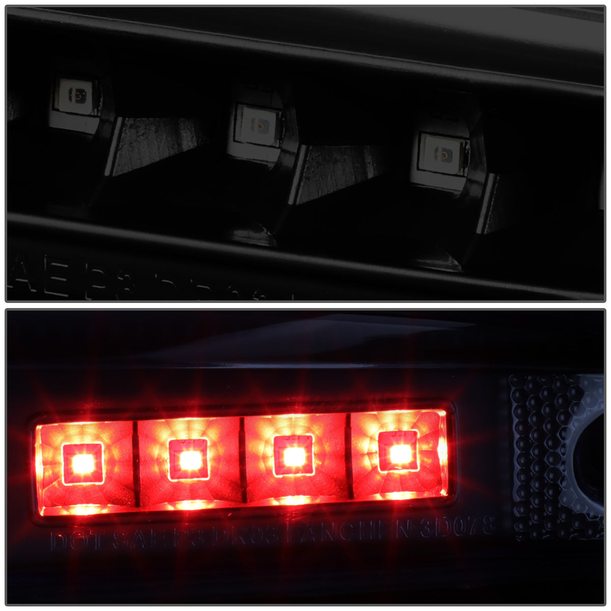 LUZ DE FRENO 03-06 DODGE RAM 2500 3500 - FITS MODELS WITH OEM TAIL GATE LAMP - 3D - LED - BLACK / SMOKE
