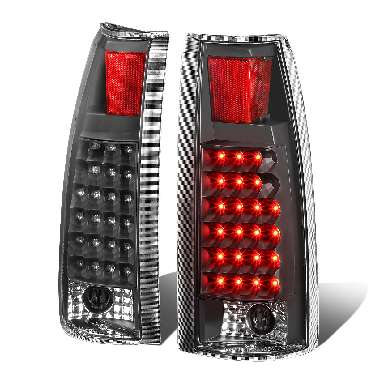FAROS TRASEROS 89-90 CHEVY C1500 , C2500 , C3500 / 1990 CHEVY K1500 , K2500 , K3500 , GMC C1500 , C2500 , C3500 - LED - BLACK / CLEAR