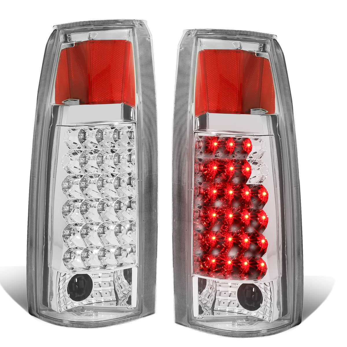 FAROS TRASEROS 89-90 CHEVY C1500 , C2500 , C3500 / 1990 CHEVY K1500 , K2500 , K3500 , GMC C1500 , C2500 , C3500 - LED - CHROME / CLEAR