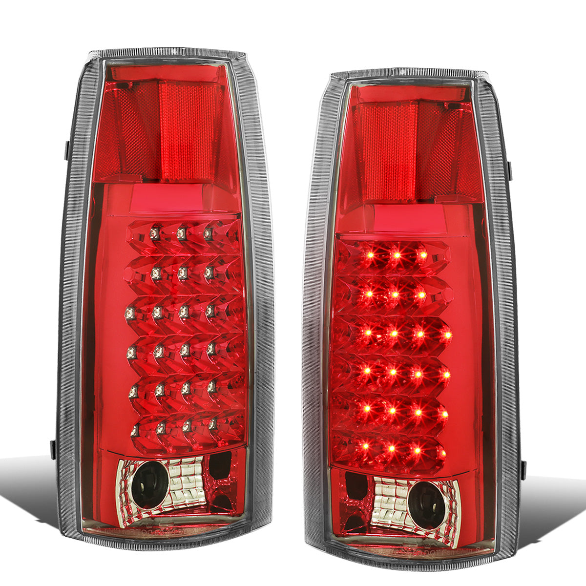 FAROS TRASEROS 89-90 CHEVY C1500 , C2500 , C3500 / 1990 CHEVY K1500 , K2500 , K3500 , GMC C1500 , C2500 , C3500 - LED - CHROME / RED