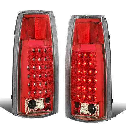 FAROS TRASEROS 89-90 CHEVY C1500 , C2500 , C3500 / 1990 CHEVY K1500 , K2500 , K3500 , GMC C1500 , C2500 , C3500 - LED - CHROME / RED