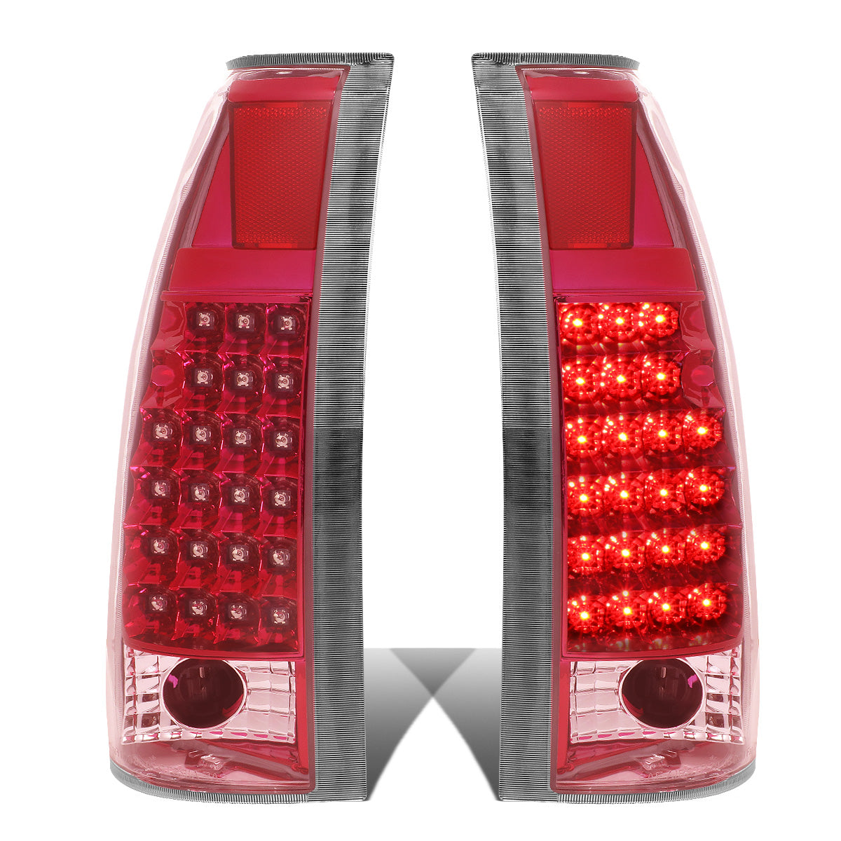 FAROS TRASEROS 89-90 CHEVY C1500 , C2500 , C3500 / 1990 CHEVY K1500 , K2500 , K3500 , GMC C1500 , C2500 , C3500 - LED - CHROME / RED