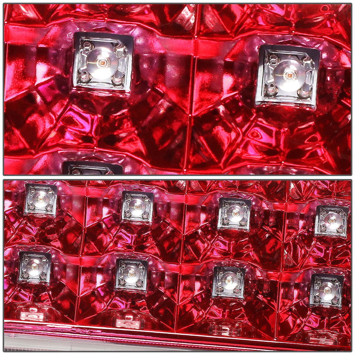 FAROS TRASEROS 89-90 CHEVY C1500 , C2500 , C3500 / 1990 CHEVY K1500 , K2500 , K3500 , GMC C1500 , C2500 , C3500 - LED - CHROME / RED