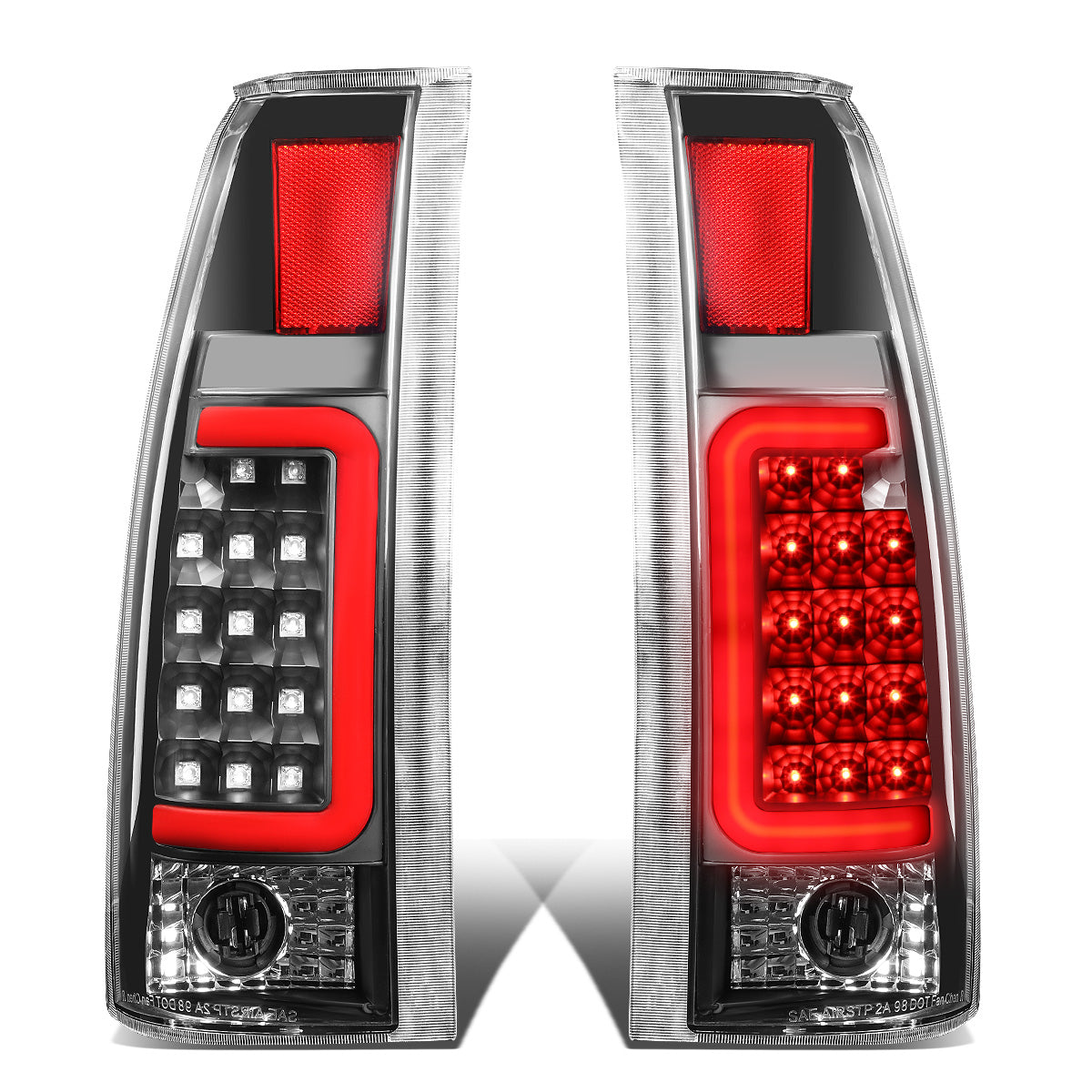 FAROS TRASEROS 88-99 CHEVY C1500 , K1500 / 88-00 CHEVY C2500 , K2500 , K3500 / 88-01 CHEVY C3500 / 92-99 CHEVY SUBURBAN C1500 , 2500 , K1500 , K2500 / 92-94 CHEVY BLAZER / 95-99 CHEVY TAHOE , 99-00 CADILLAC ESCALADE / 200 CHEVY TAHOE - RED C-BAR - 3D LED