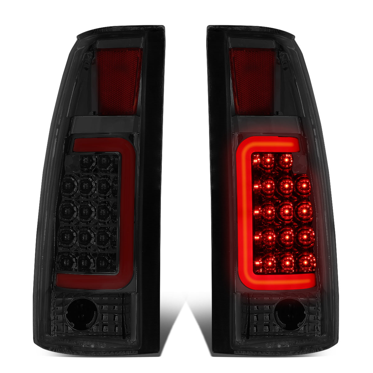 FAROS TRASEROS 88-99 CHEVY C1500 , K1500 / 88-00 CHEVY C2500 , K2500 , K3500 / 88-01 CHEVY C3500 / 92-99 CHEVY SUBURBAN C1500 , 2500 , K1500 , K2500 / 92-94 CHEVY BLAZER / 95-99 CHEVY TAHOE , 99-00 CADILLAC ESCALADE / 200 CHEVY TAHOE - RED C-BAR - 3D LED