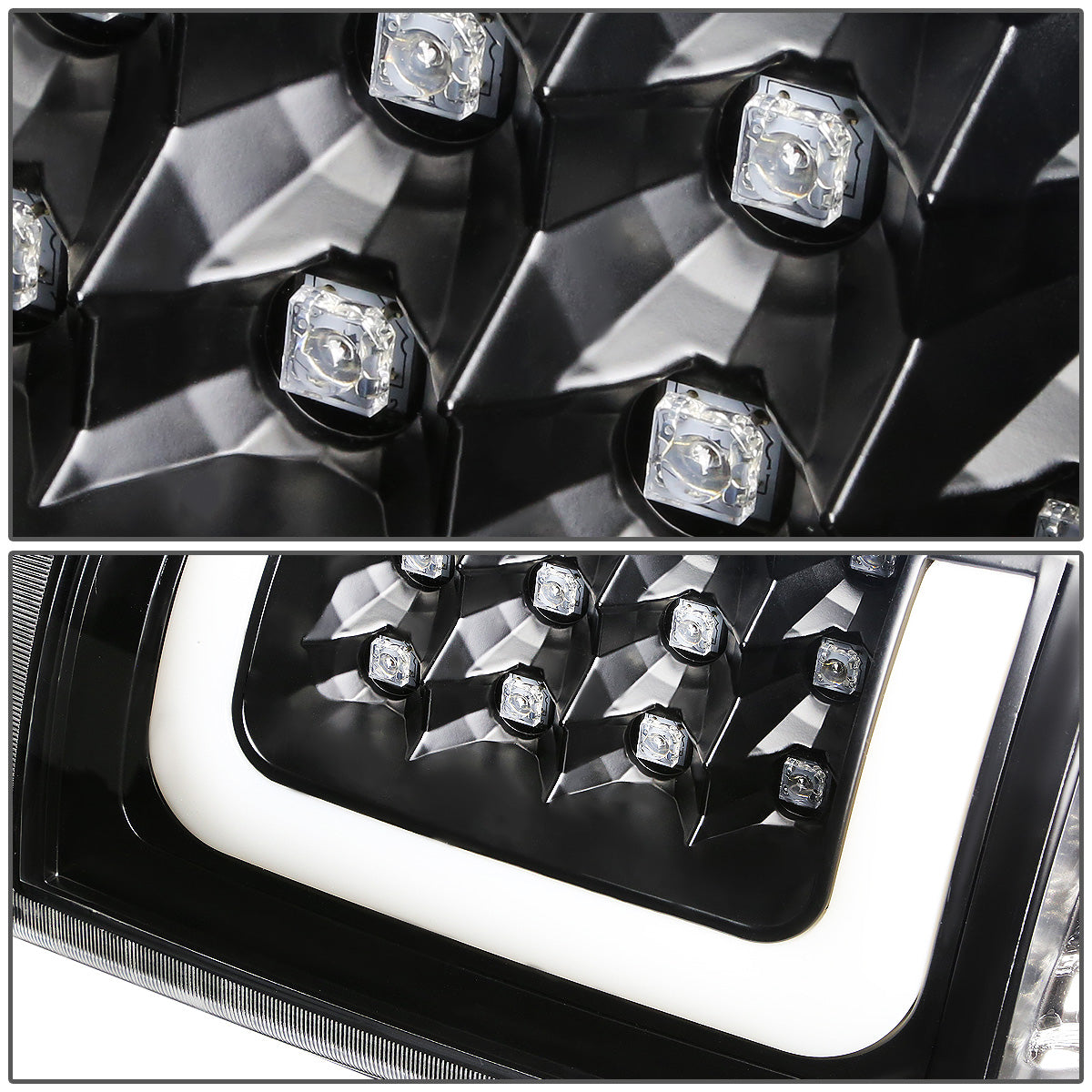 FAROS TRASEROS 03-06 CHEVY SILVERADO 1500 , 2500 , 3500 , HD MODELS , GMC SIERRA 1500 , 2500 , 3500 , HD MODELS / 2007 CHEVY SILVERADO , GMC SIERRA CLASSIC MODELS - C-BAR - 3D - U-HALO LED - FITS FLEETSIDE MODELS ONLY , DOES NOT FIT DUALLY MODELS - BLACK