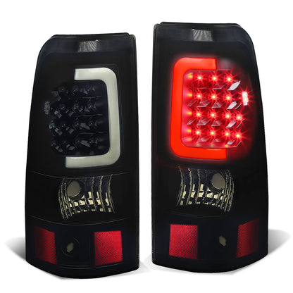 FAROS TRASEROS 03-06 CHEVY SILVERADO 1500 , 2500 , 3500 , HD MODELS , GMC SIERRA 1500 , 2500 , 3500 , HD MODELS / 2007 CHEVY SILVERADO , GMC SIERRA CLASSIC MODELS - C-BAR - 3D - U-HALO LED - FITS FLEETSIDE MODELS ONLY , DOES NOT FIT DUALLY MODELS - BLACK
