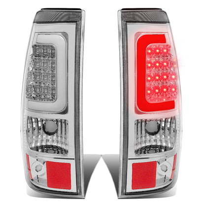 FAROS TRASEROS 03-06 CHEVY SILVERADO 1500 , 2500 , 3500 , HD MODELS , GMC SIERRA 1500 , 2500 , 3500 , HD MODELS / 2007 CHEVY SILVERADO , GMC SIERRA CLASSIC MODELS - C-BAR - 3D - U-HALO LED - FITS FLEETSIDE MODELS ONLY , DOES NOT FIT DUALLY MODELS - CHROME