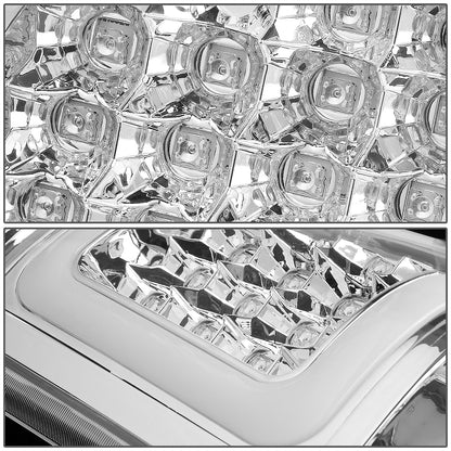 FAROS TRASEROS 03-06 CHEVY SILVERADO 1500 , 2500 , 3500 , HD MODELS , GMC SIERRA 1500 , 2500 , 3500 , HD MODELS / 2007 CHEVY SILVERADO , GMC SIERRA CLASSIC MODELS - C-BAR - 3D - U-HALO LED - FITS FLEETSIDE MODELS ONLY , DOES NOT FIT DUALLY MODELS - CHROME