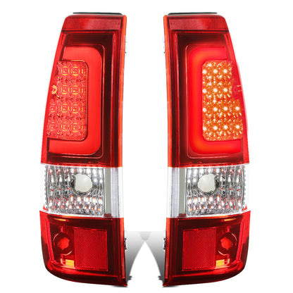 FAROS TRASEROS 03-06 CHEVY SILVERADO 1500 , 2500 , 3500 , HD MODELS , GMC SIERRA 1500 , 2500 , 3500 , HD MODELS / 2007 CHEVY SILVERADO , GMC SIERRA CLASSIC MODELS - C-BAR - 3D - U-HALO LED - FITS FLEETSIDE MODELS ONLY , DOES NOT FIT DUALLY MODELS - CHROME