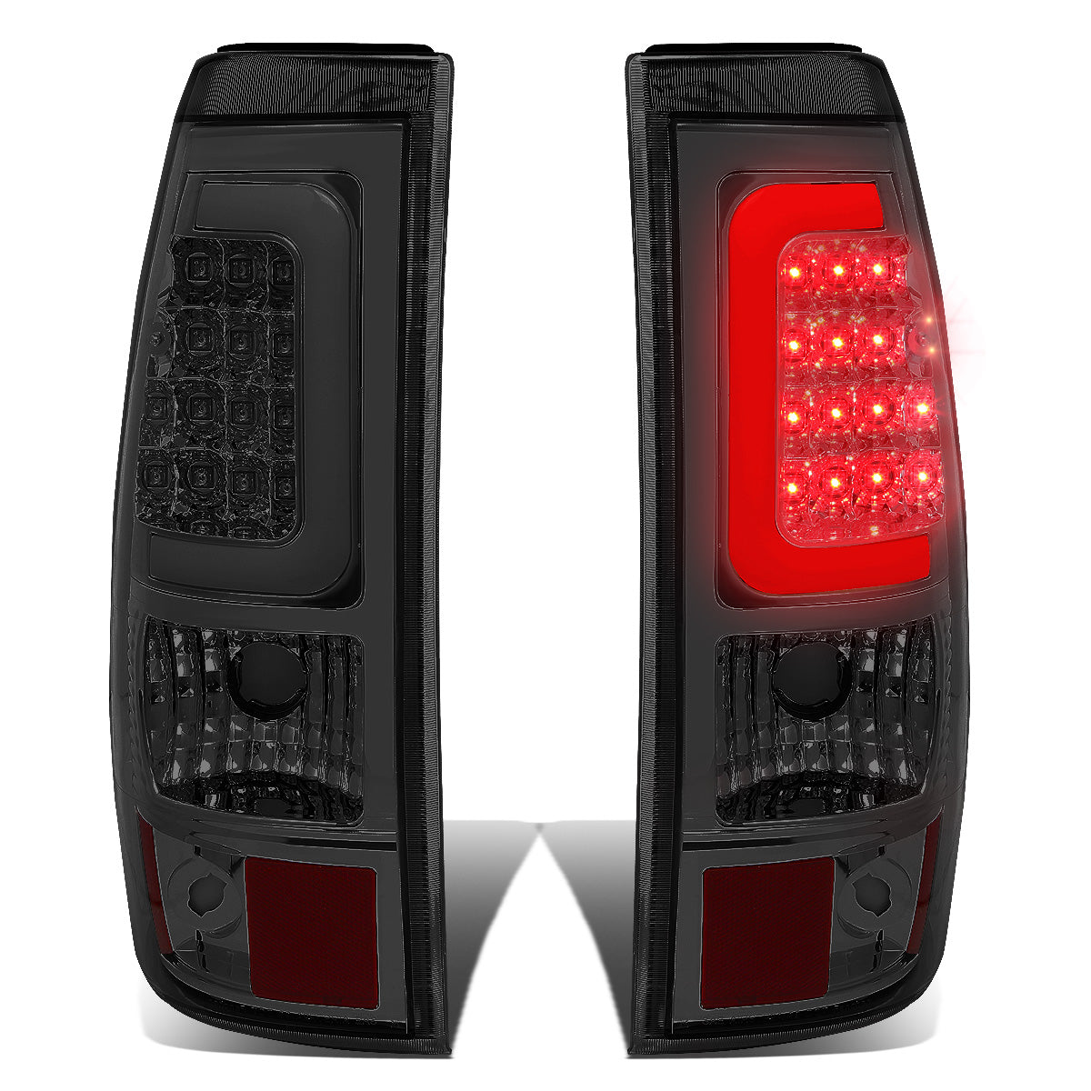 FAROS TRASEROS 03-06 CHEVY SILVERADO 1500 , 2500 , 3500 , HD MODELS , GMC SIERRA 1500 , 2500 , 3500 , HD MODELS / 2007 CHEVY SILVERADO , GMC SIERRA CLASSIC MODELS - C-BAR - 3D - U-HALO LED - FITS FLEETSIDE MODELS ONLY , DOES NOT FIT DUALLY MODELS - CHROME