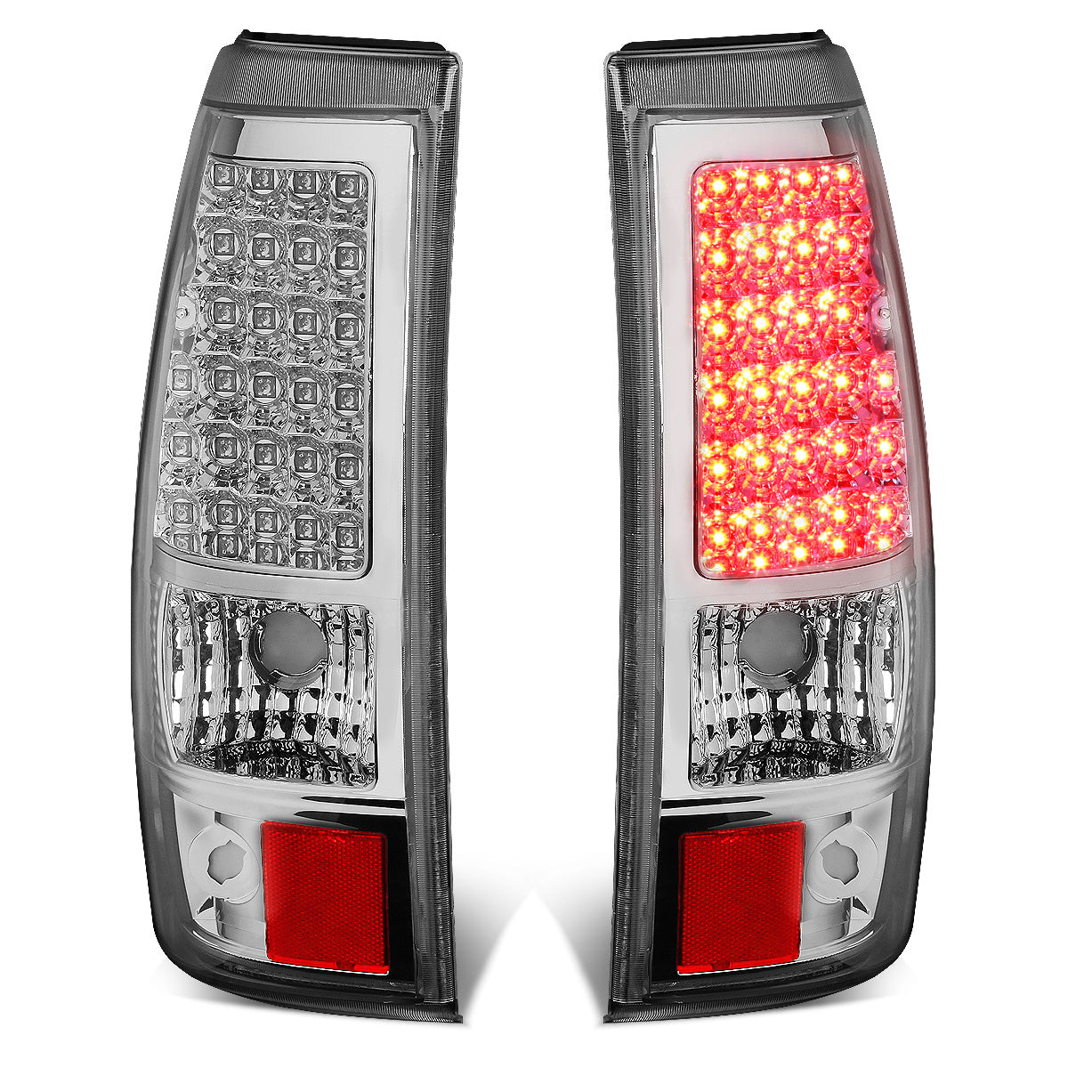 FAROS TRASEROS 03-06 CHEVY SILVERADO 1500 , 2500 , 3500 , HD MODELS , GMC SIERRA 1500 , 2500 , 3500 , HD MODELS / 2007 CHEVY SILVERADO , GMC SIERRA CLASSIC MODELS - LED - FITS FLEETSIDE MODELS ONLY , DOES NOT FIT DUALLY MODELS - CHROME / CLEAR