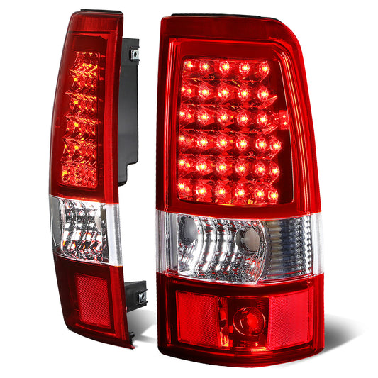 FAROS TRASEROS 03-06 CHEVY SILVERADO 1500 , 2500 , 3500 , HD MODELS , GMC SIERRA 1500 , 2500 , 3500 , HD MODELS / 2007 CHEVY SILVERADO , GMC SIERRA CLASSIC MODELS - LED - FITS FLEETSIDE MODELS ONLY , DOES NOT FIT DUALLY MODELS - CHROME / RED