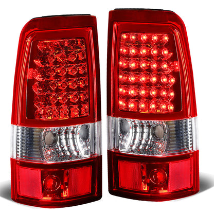 FAROS TRASEROS 03-06 CHEVY SILVERADO 1500 , 2500 , 3500 , HD MODELS , GMC SIERRA 1500 , 2500 , 3500 , HD MODELS / 2007 CHEVY SILVERADO , GMC SIERRA CLASSIC MODELS - LED - FITS FLEETSIDE MODELS ONLY , DOES NOT FIT DUALLY MODELS - CHROME / RED