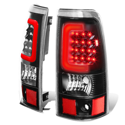 FAROS TRASEROS 03-06 CHEVY SILVERADO 1500 , 2500 , 3500 , HD MODELS , GMC SIERRA 1500 , 2500 , 3500 , HD MODELS / 2007 CHEVY SILVERADO , GMC SIERRA CLASSIC MODELS - RED C-BAR - 3D - U-HALO LED - FITS FLEETSIDE MODELS ONLY , DOES NOT FIT DUALLY MODELS -