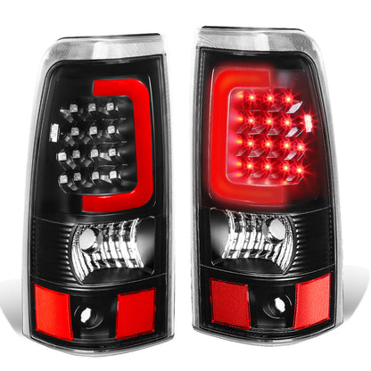 FAROS TRASEROS 03-06 CHEVY SILVERADO 1500 , 2500 , 3500 , HD MODELS , GMC SIERRA 1500 , 2500 , 3500 , HD MODELS / 2007 CHEVY SILVERADO , GMC SIERRA CLASSIC MODELS - RED C-BAR - 3D - U-HALO LED - FITS FLEETSIDE MODELS ONLY , DOES NOT FIT DUALLY MODELS -
