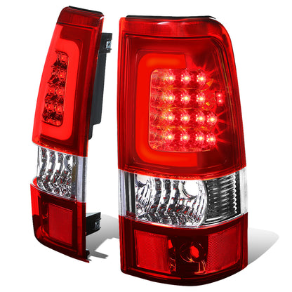 FAROS TRASEROS 03-06 CHEVY SILVERADO 1500 , 2500 , 3500 , HD MODELS , GMC SIERRA 1500 , 2500 , 3500 , HD MODELS / 2007 CHEVY SILVERADO , GMC SIERRA CLASSIC MODELS - RED C-BAR - 3D - U-HALO LED - FITS FLEETSIDE MODELS ONLY , DOES NOT FIT DUALLY MODELS -