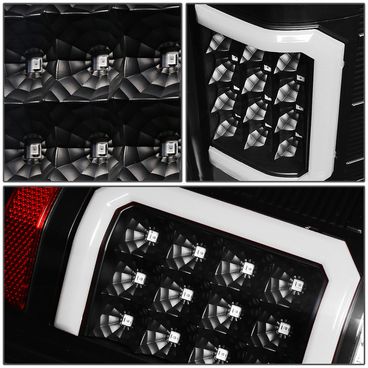 FAROS TRASEROS 07-13 CHEVY SILVERADO 1500 , GMC SIERRA 1500 / 07-14 CHEVY SILVERADO 2500HD , 3500HD , GMC SIERRA 2500HD , 3500HD - C-BAR - 3D - LED - TRON STYLE - BLACK / CLEAR