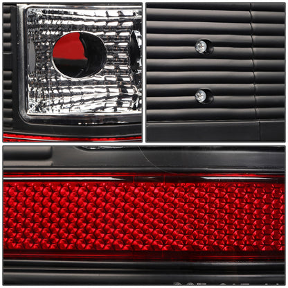 FAROS TRASEROS 07-13 CHEVY SILVERADO 1500 , GMC SIERRA 1500 / 07-14 CHEVY SILVERADO 2500HD , 3500HD , GMC SIERRA 2500HD , 3500HD - C-BAR - 3D - LED - TRON STYLE - BLACK / CLEAR