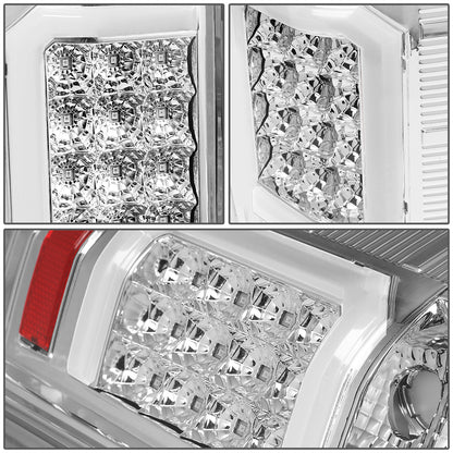 FAROS TRASEROS 07-13 CHEVY SILVERADO 1500 , GMC SIERRA 1500 / 07-14 CHEVY SILVERADO 2500HD , 3500HD , GMC SIERRA 2500HD , 3500HD - C-BAR - 3D - LED - TRON STYLE - CHROME / CLEAR